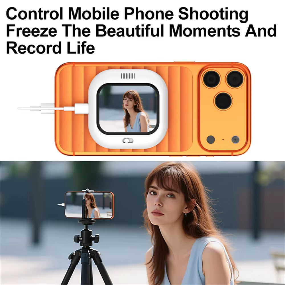Mini Magnetic Phone Selfie Screen Bluetooth Phone Monitor Screen Rear Camera Selfie for Iphone 17-12 Android Vlog Video Shooting