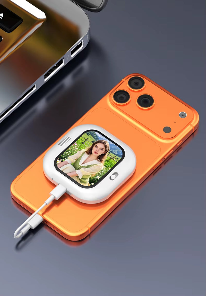 Mini Magnetic Phone Selfie Screen Bluetooth Phone Monitor Screen Rear Camera Selfie for Iphone 17-12 Android Vlog Video Shooting